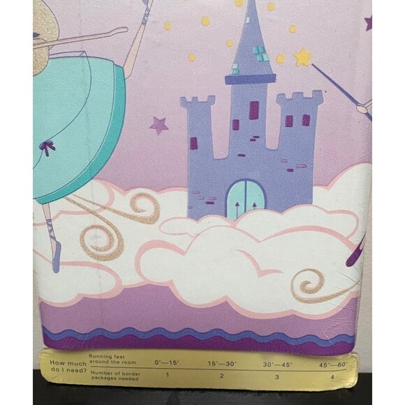 Restore Kids Decorative Wallpaper Border Purple Princess Castle Clouds Lot of 4 - Picture 5 of 5